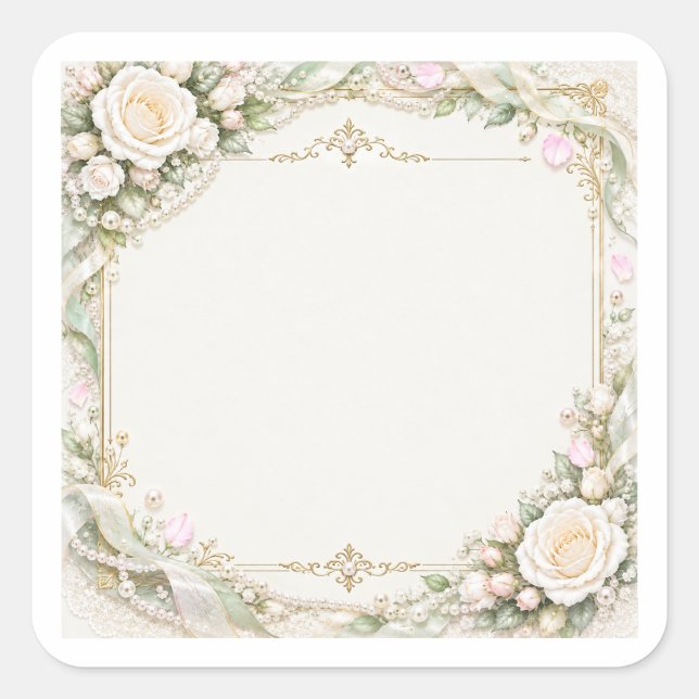 Wedding invitation square sticker (Front)