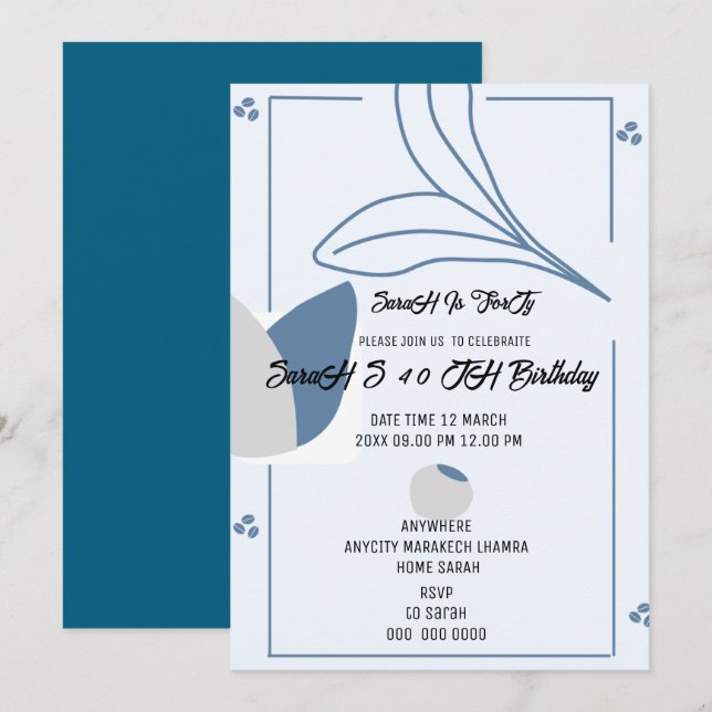 Wedding Invitation Suite Light Blue, French Blue W (Front/Back)