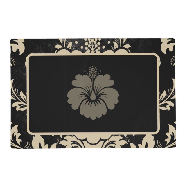 Wedding invitation tan & black placemat (Front)