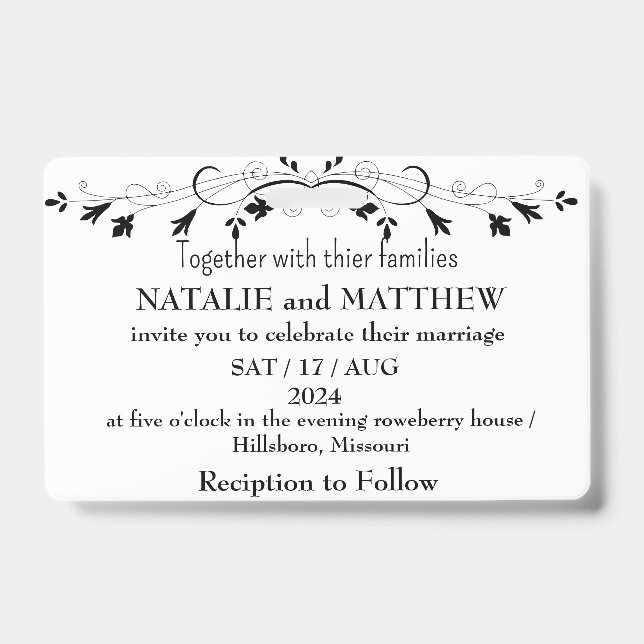 Wedding Invitation Template Se Badge (Front)