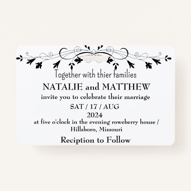 Wedding Invitation Template Se Badge (Front)