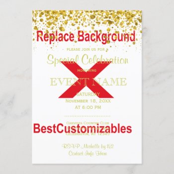 Wedding Invitation Template With Gold Confetti by bestcustomizables at Zazzle