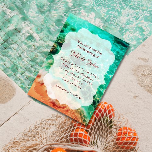 Wedding Invitation Tropical Beach Scalloped