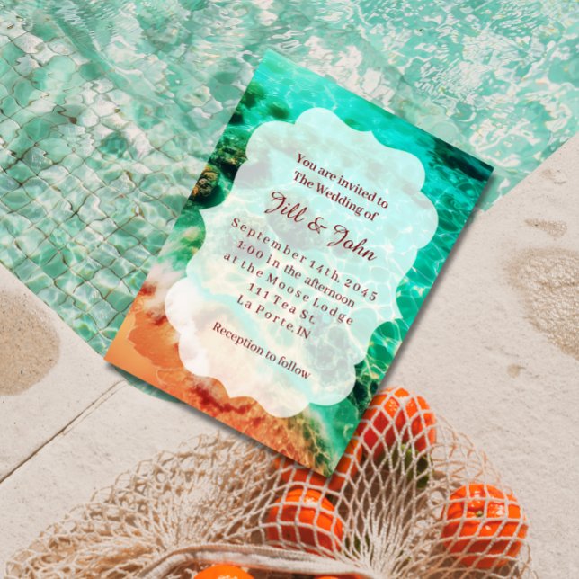 Wedding Invitation Tropical Beach Scalloped  (Creator Uploaded)