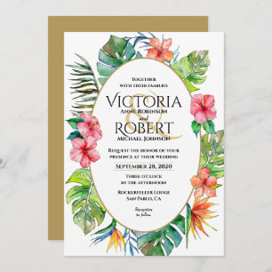 Wedding Invitation Tropical Floral Watercolor