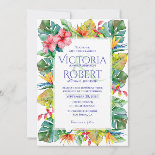 Wedding Invitation Tropical Watercolor Floral