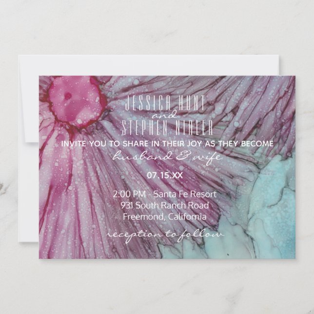 Wedding Invitation Turquoise and Lavender (Front)