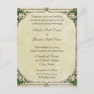 Wedding Invitation Vintage Frame Parchment Swirl Postcard