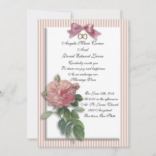 Wedding invitation vintage rose shabby chic