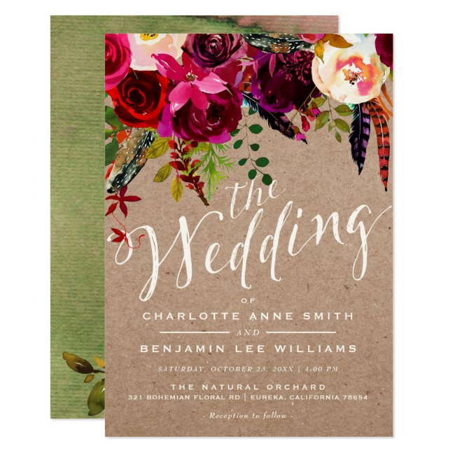 WEDDING INVITATION | Watercolor Floral Rustic Boho
