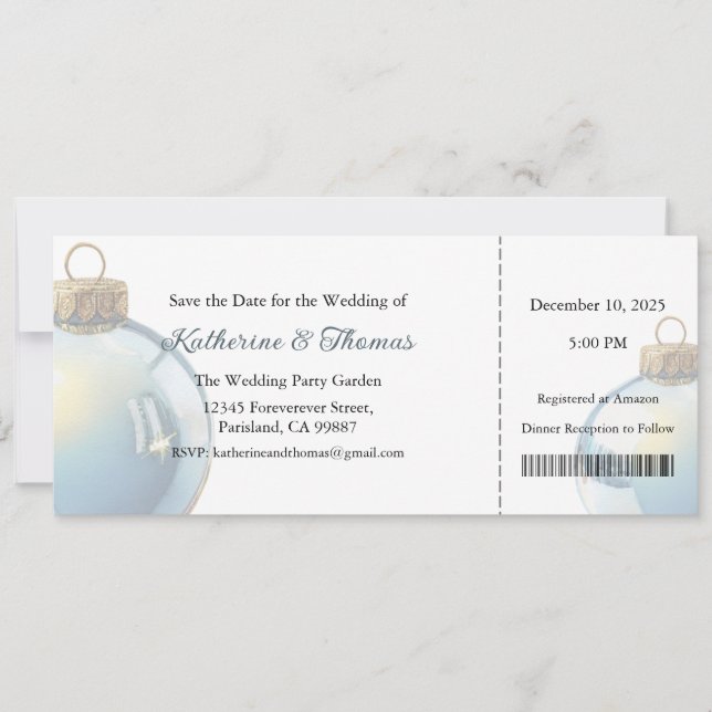 Wedding Invitation, Wedding Stationary, Christmas Invitation (Front)
