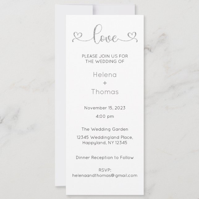 Wedding Invitation, Wedding Stationary, Heart Invitation (Front)