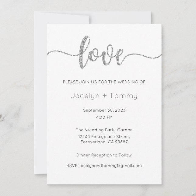 Wedding Invitation, Wedding Stationary, Heart Invitation (Front)