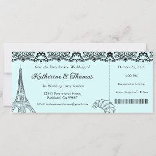 Wedding Invitation, Wedding Stationary, Paris Invitation