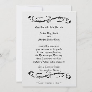 Wedding Invitation White And Black Two Side Print by Gigglesandgrins at Zazzle