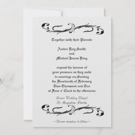 Wedding Invitation White And Black Two Side Print
