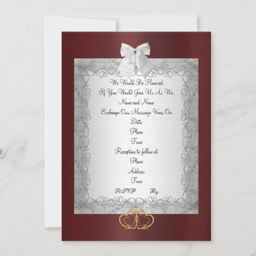 Wedding invitation White and red Satin Background