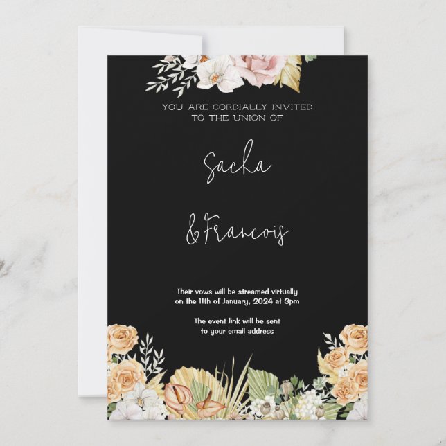 Wedding Invitation | White Floral & Greenery  (Front)