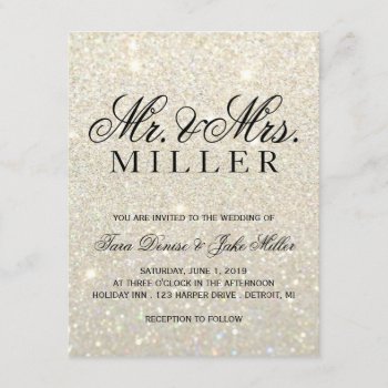Wedding Invitation - White Gold Glitter Fab by Evented at Zazzle