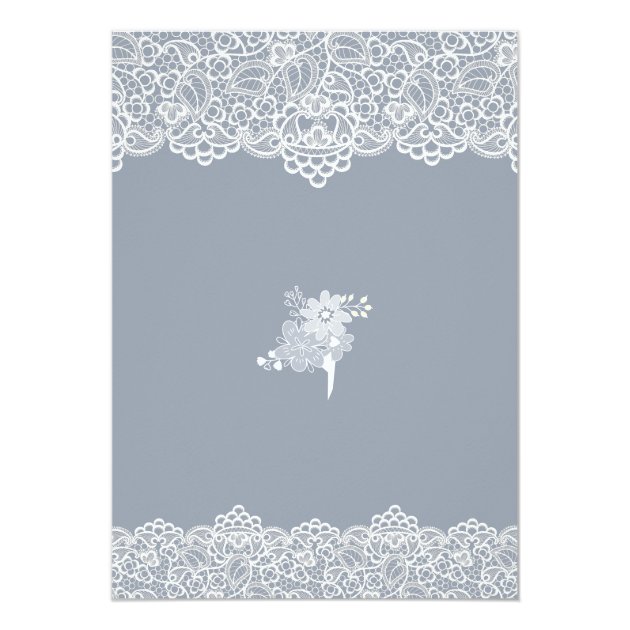 Wedding Invitation | White Lace On Slate Blue