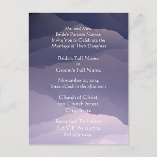 Wedding Invitation White On Misty Purple Postcard