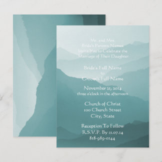 Wedding Invitation White On Misty SeaBlue Postcard