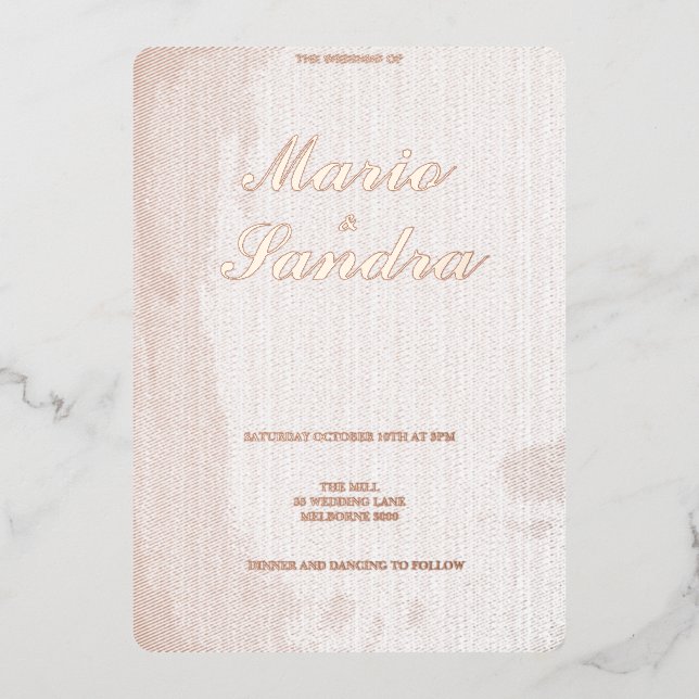 Wedding Invitation White Paper Foil Invitation (Front)
