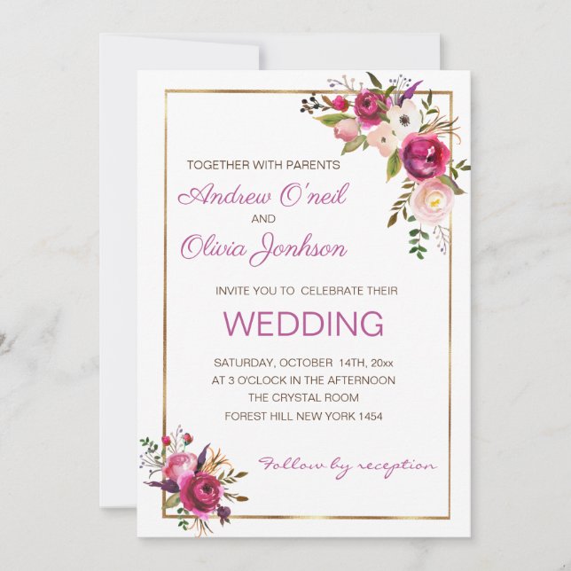 Wedding Invitation White Roses (Front)