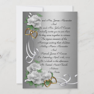 Wedding Invitation white roses given by parents