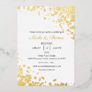 Wedding Invitation, Winter Wedding Foil Invitation