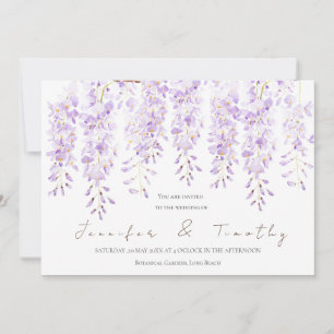 Wedding invitation wisteria in bloom watercolor