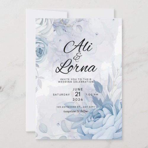 Wedding invitation with a beautiful floral design