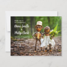 Wedding invitation with Acorn elves in love