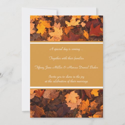 Wedding Invitation with autumn leaves fall