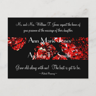 Wedding Invitation with Black With Red Leafed Tree Postcard
