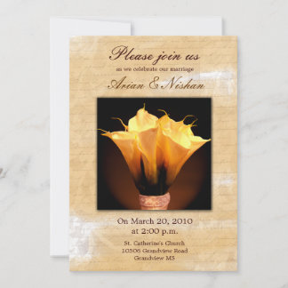 Wedding Invitation with calla lily bouquet