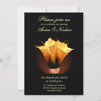 Wedding Invitation with calla lily bouquet