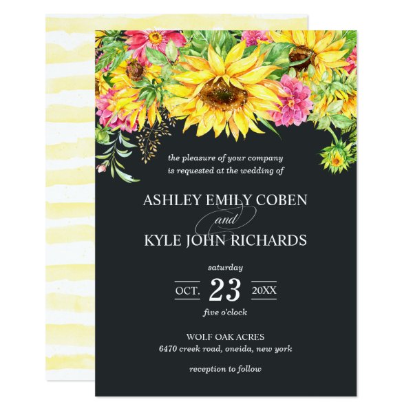 256834237707462059 Wedding Invitation with Cascading Sunflowers