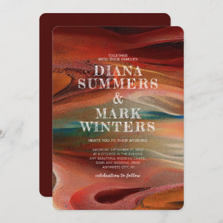 Wedding Invitation with colored sand print