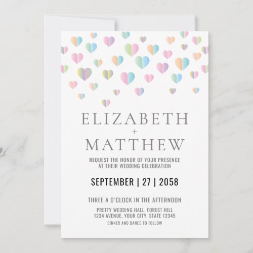Wedding Invitation with Colorfull Hearts Elegant