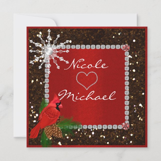 Wedding Invitation with CRYSTAL SNOWFLAKE (Front)