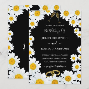 Wedding Invitation with Fresh Daisies Frame