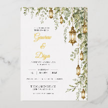 Wedding Invitation with goil foil names
