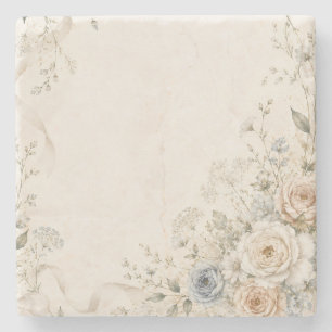 Wedding Invitation with Graceful Floral Details Stone Coaster