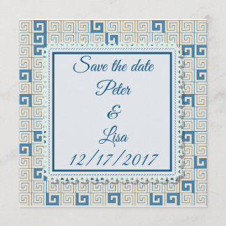 Wedding invitation with greek pattern