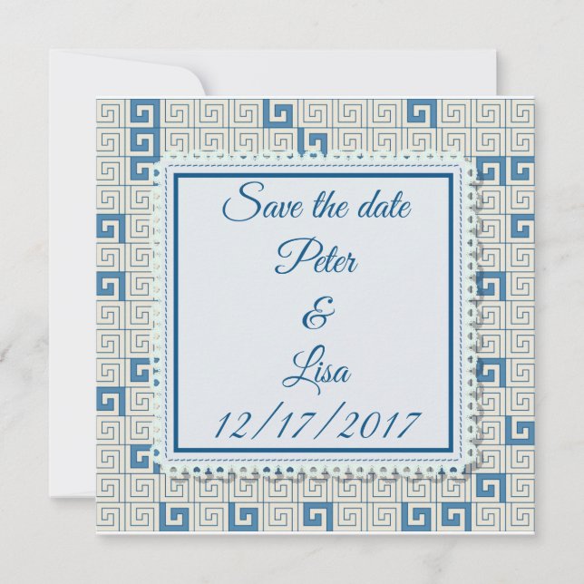 Wedding invitation with greek pattern (Front)
