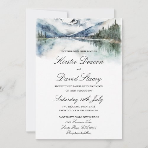 Wedding Invitation with Mountain Scenery