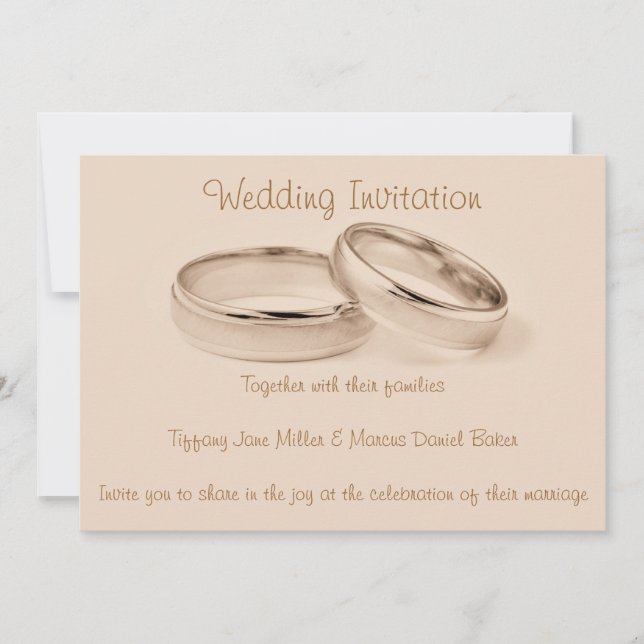Wedding Invitation with wedding rings (Front)