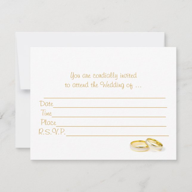 Wedding Invitation With Wedding Rings - Custom (Front)