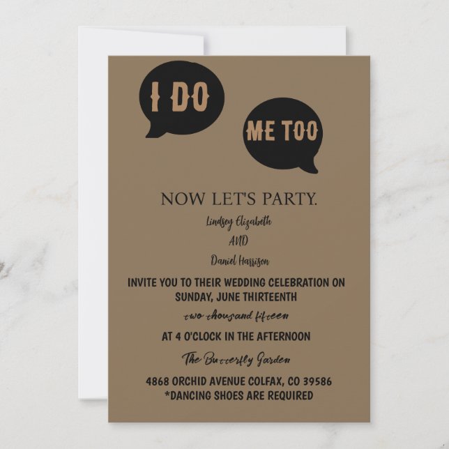 Wedding Invitation Wording Casual (Front)